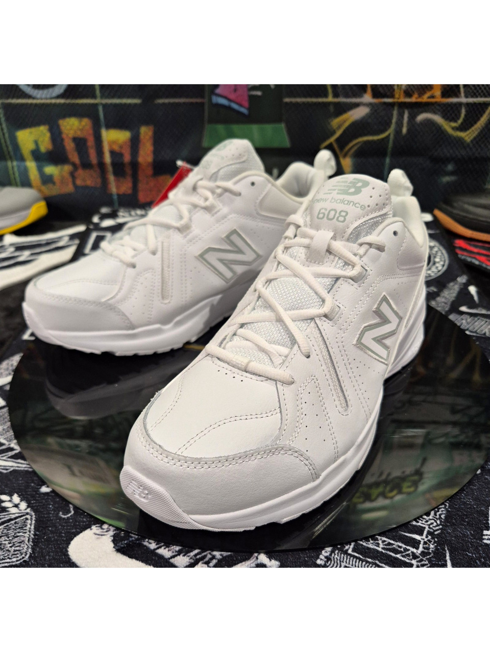 New Balance 608v5 Men's Leather Lace-Up Low Top White Sneakers MX608AW5